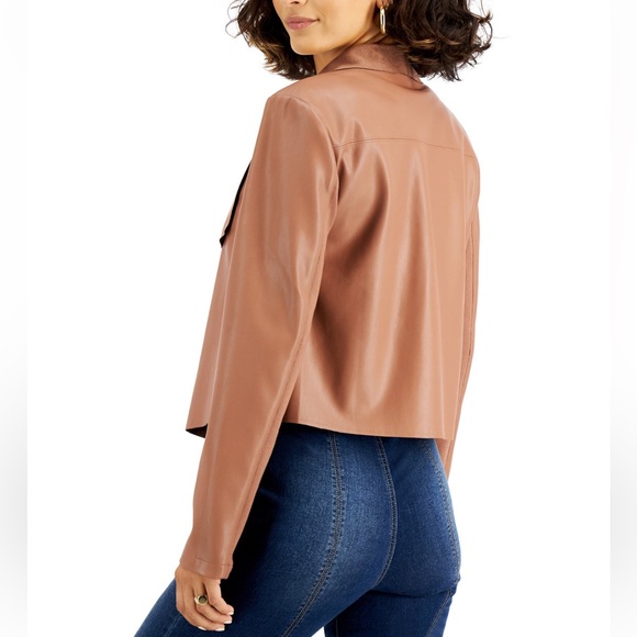 NWT Flyaway Jacket/Blazer Brown Faux-Leather from Macy's women’s size S - Picture 3 of 6